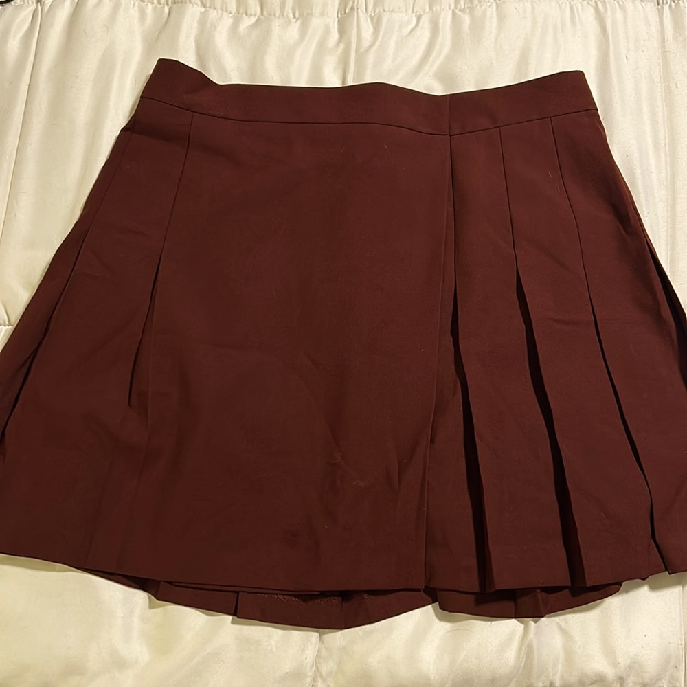 {asos} Burgundy Pleated Wrap Skirt
